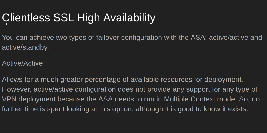 High Availability in Clientless SSL VPN